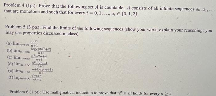 Solved Problem 4 (1pt): Prove that the following set A is | Chegg.com