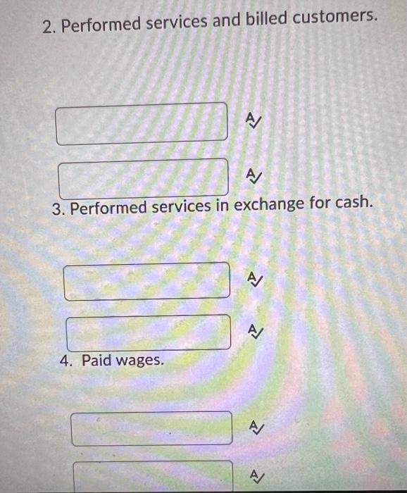 Solved 2 Performed services and billed customers A A 3 Chegg com