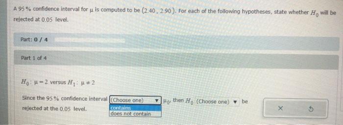 Solved A 95 % confidence interval for u is computed to be | Chegg.com