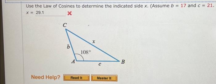 Solved Use the Law of Cosines to determine the indicated | Chegg.com