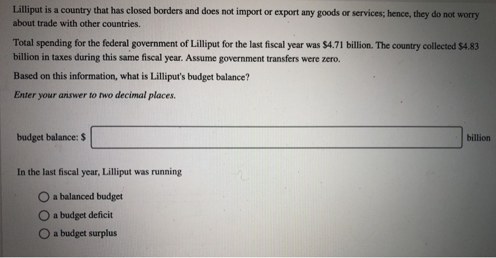 Solved Lilliput is a country that has closed borders and Chegg