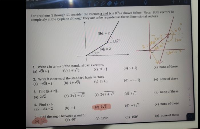 Solved For problems 1 through 11 consider the vectors a and | Chegg.com