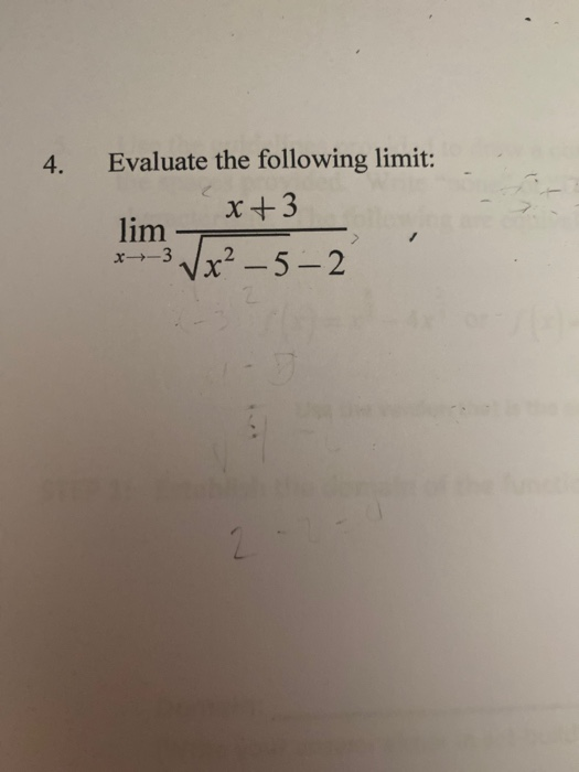 Solved 4. Evaluate the following limit: x +3 lim x 3 x² – | Chegg.com