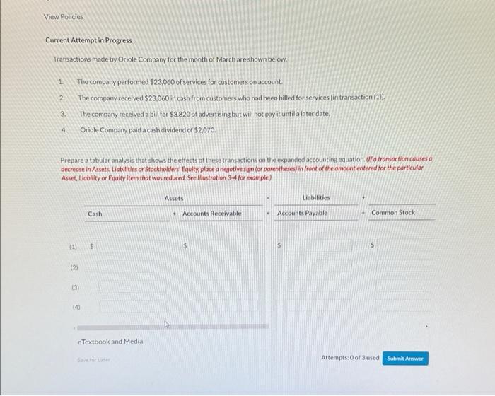Solved View Policies Current Attempt in Progress | Chegg.com
