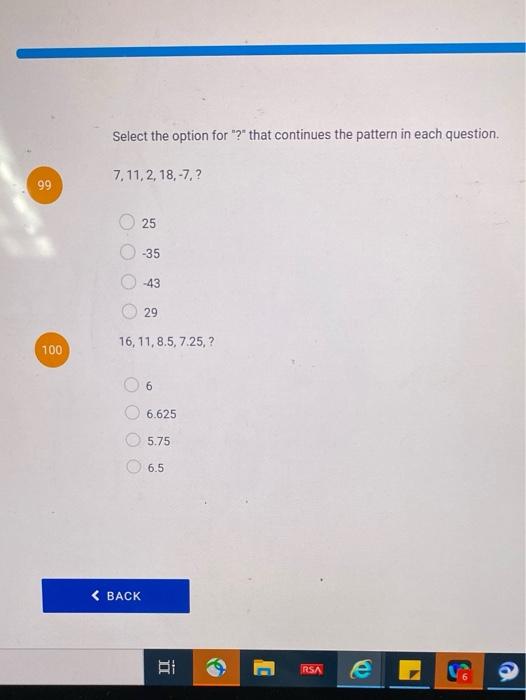 Solved Select the option for "?" that continues the pattern