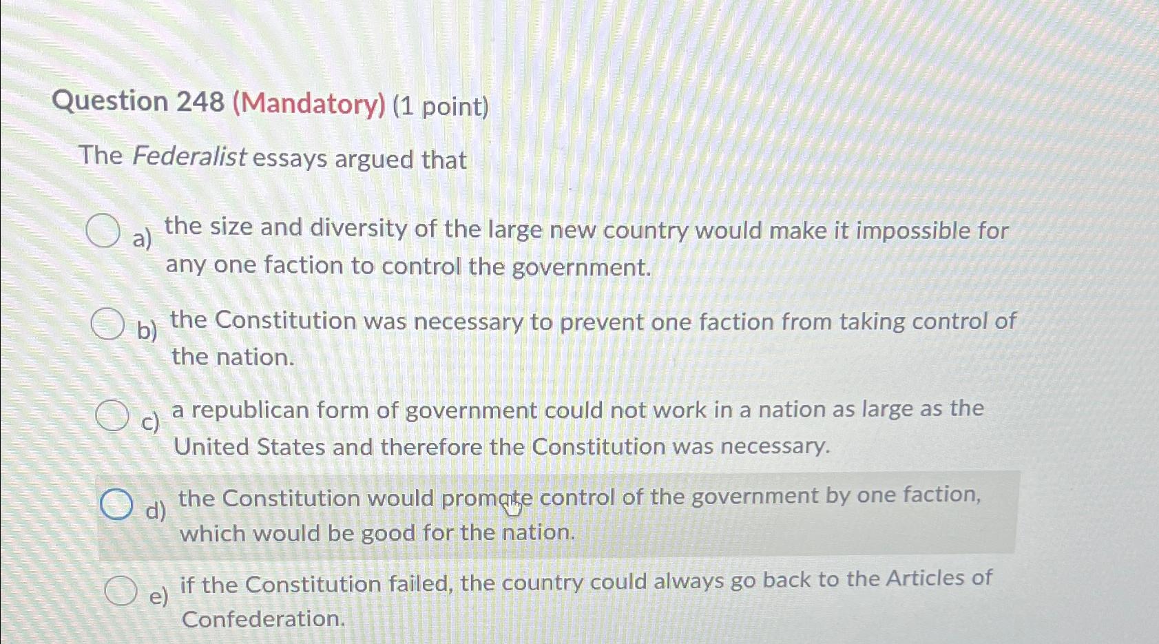 the federalist essays argued that quizlet