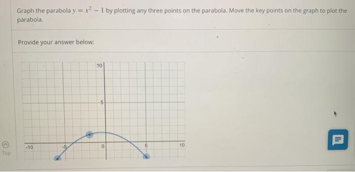 Solved Graph The Parabola Y X2 1 By Plotting Any Three Chegg Com