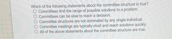 Solved Which of the following statements about the committee | Chegg.com