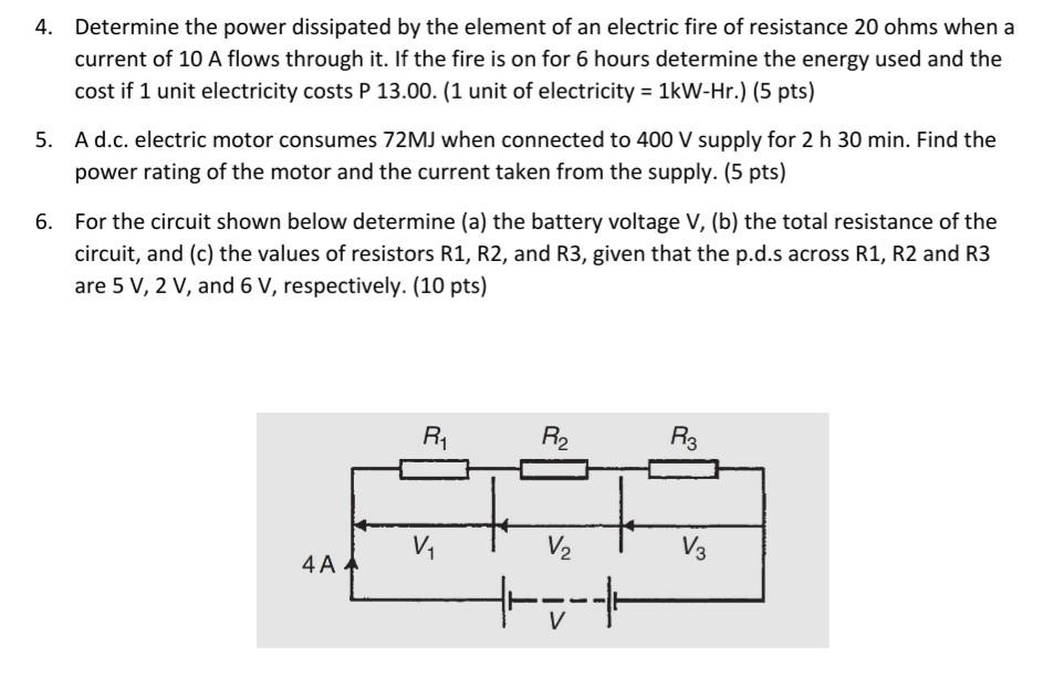 Solved 4. Determine the power dissipated by the element of
