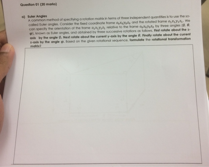 Question 01 (20 marks) a) Euler Angles A common | Chegg.com