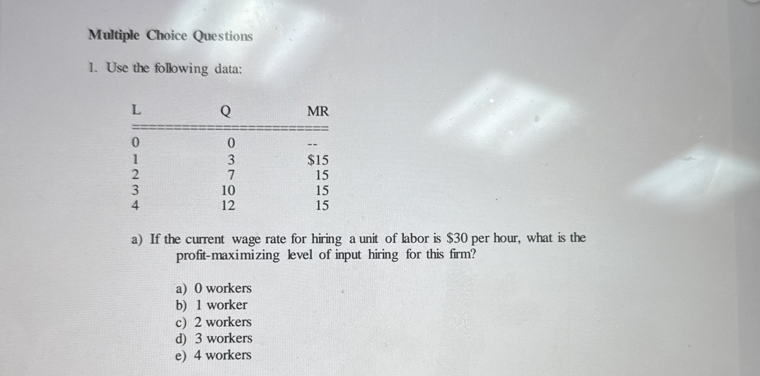 Solved Multiple Choice QuestionsUse the following | Chegg.com