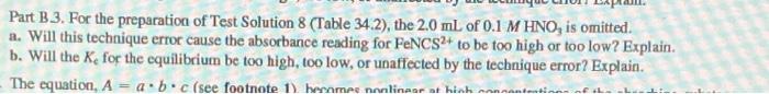 Solved Part B.3. For The Preparation Of Test Solution 8 | Chegg.com