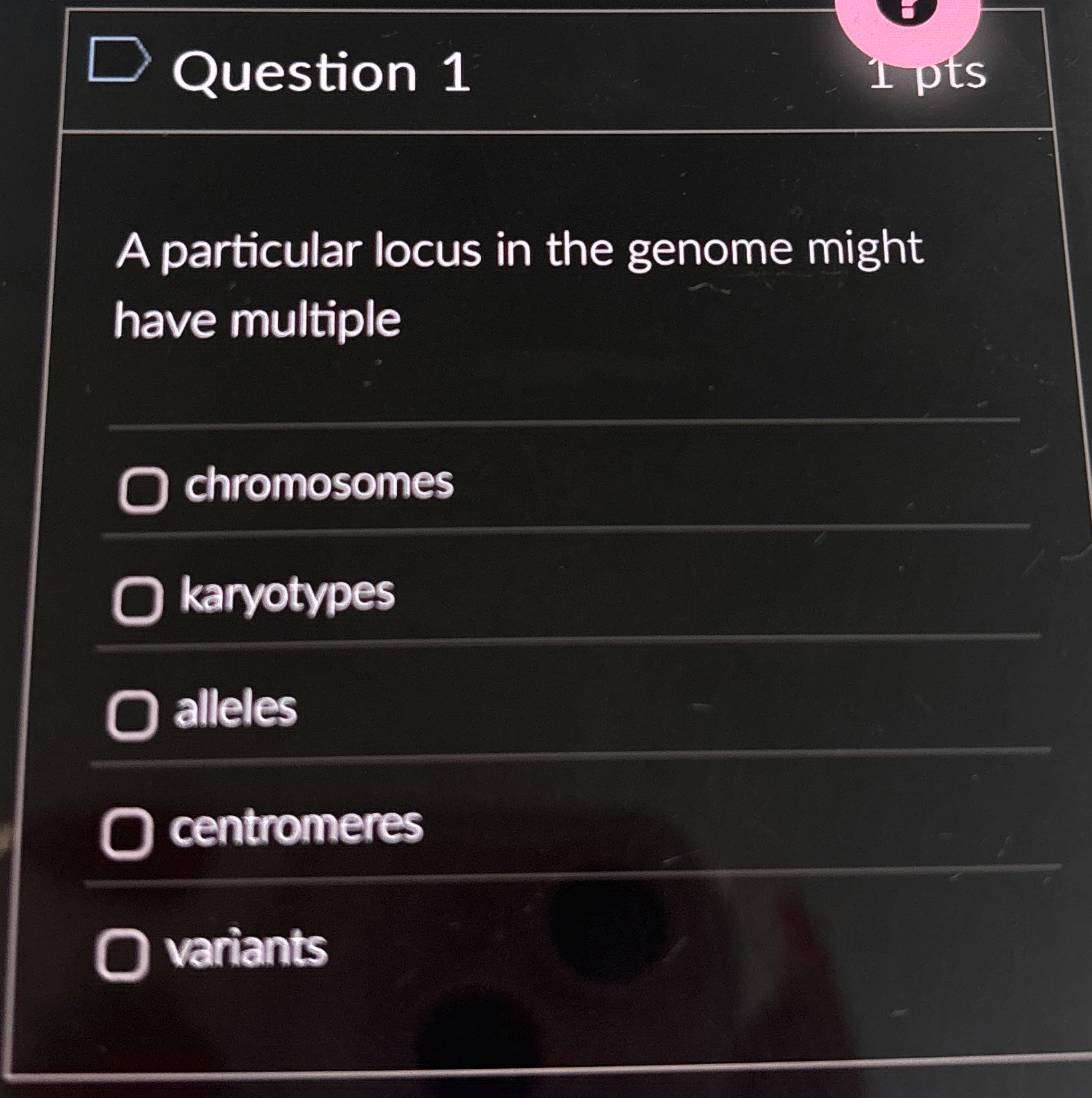 Solved Question 1A particular locus in the genome might have | Chegg.com