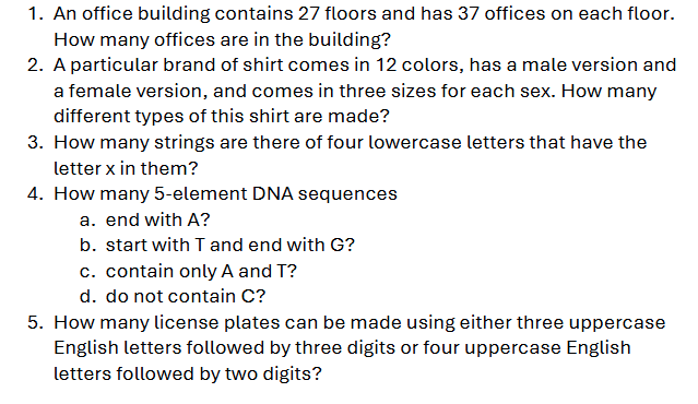 Solved 1. ﻿An office building contains 27 ﻿floors and has 37 | Chegg.com