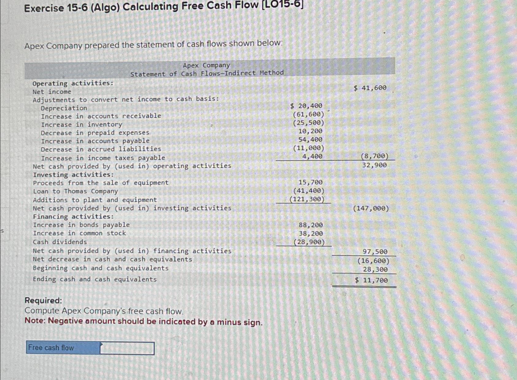 Solved Exercise 15-6 (Algo) ﻿Calculating Free Cash Flow | Chegg.com