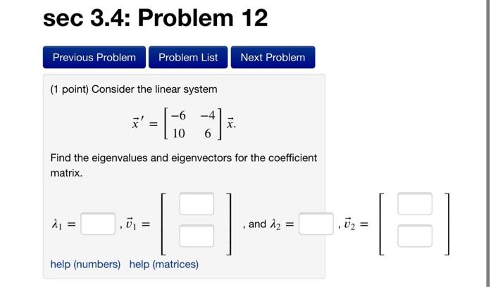 Solved sec 3.4: Problem 12 Previous Problem Problem List | Chegg.com