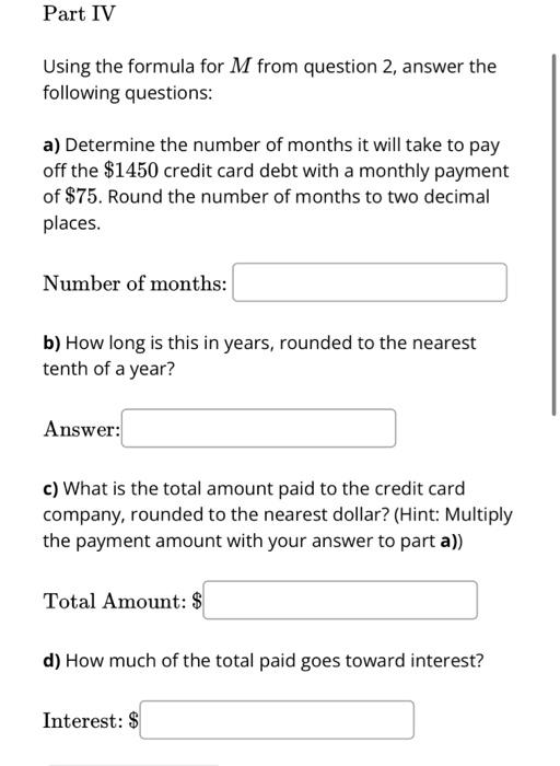 Solved It's one question but it has 5 parts and each part | Chegg.com