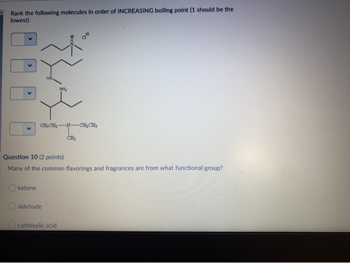 Solved Rank the following molecules in order of INCREASING | Chegg.com