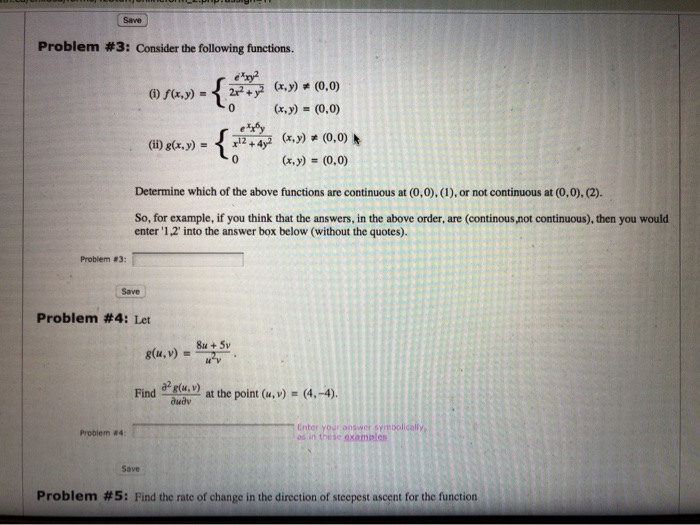 Solved Save Problem #3: Consider the following functions. 0 | Chegg.com