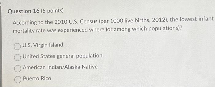 Solved Question 16 (5 points) According to the 2010 U.S. | Chegg.com