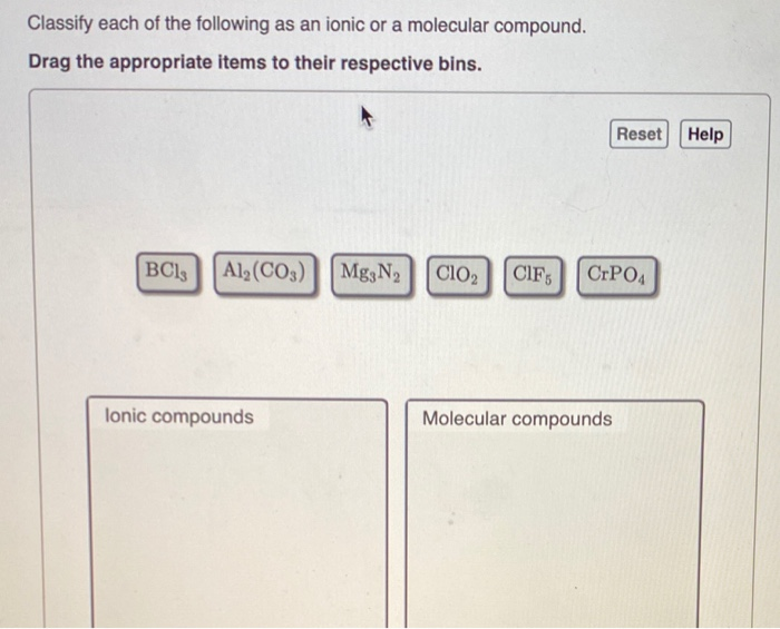 Solved Classify Each Of The Following As An Ionic Or A | Chegg.com