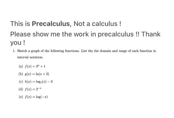 Solved This is Precalculus, Not a calculus ! Please show me | Chegg.com