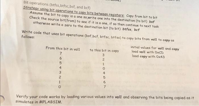 Solved Bit Operations (btfss, Btfsc, Bsf, And Bcf) Strategy | Chegg.com