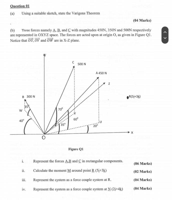 Solved (b) Three Forces Namely A,B, And C With Magnitudes | Chegg.com