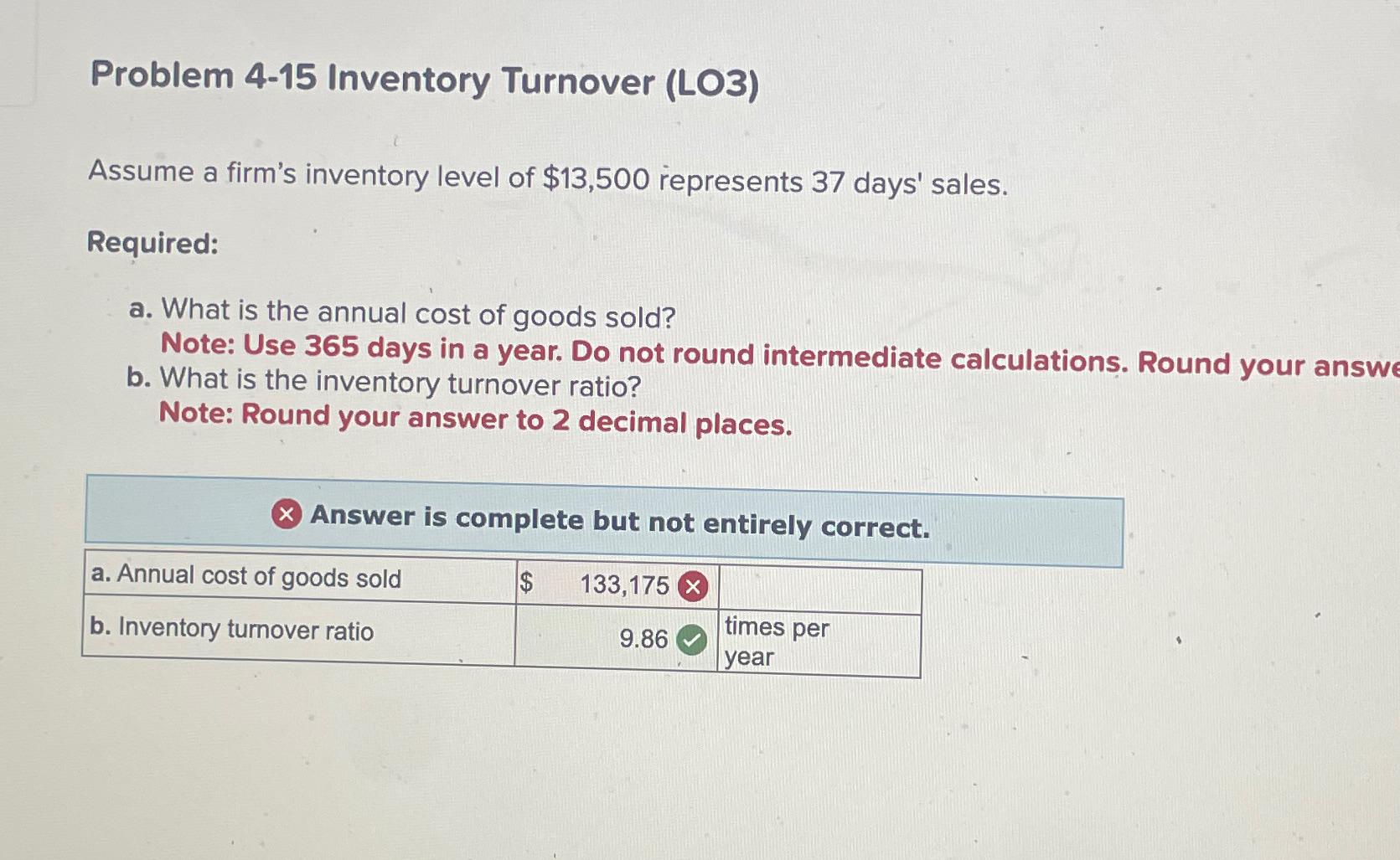Solved Problem 4-15 ﻿Inventory Turnover (LO3)Assume a firm's | Chegg.com
