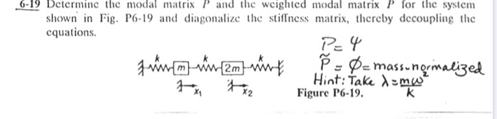 Solved 6-19 Determine the modal matrix and the weighted | Chegg.com