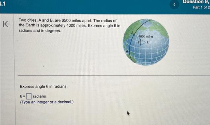 Solved Two cities, A and B, are 6500 miles apart. The radius | Chegg.com