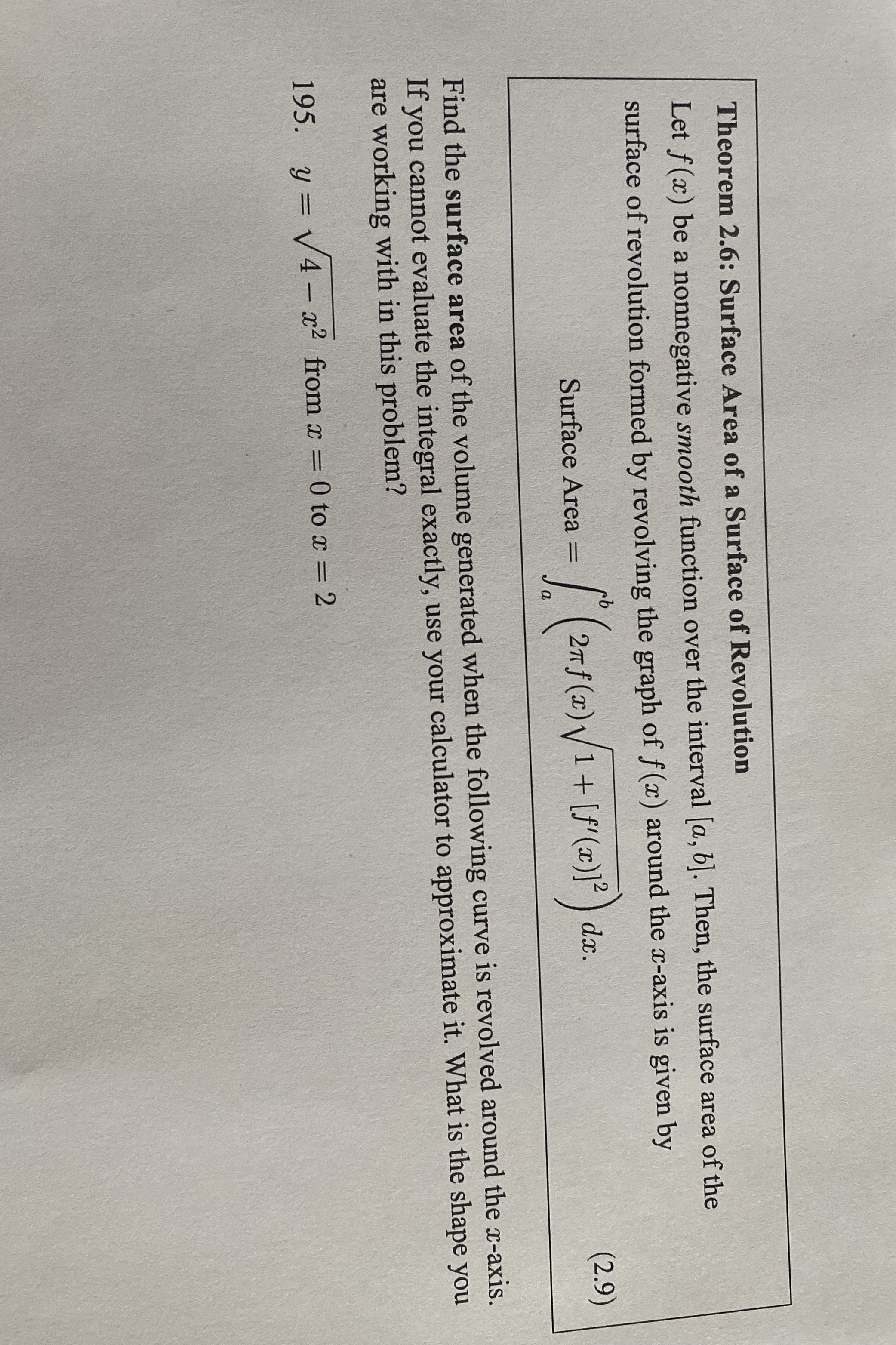Solved Theorem 2.6: Surface Area of a Surface of | Chegg.com