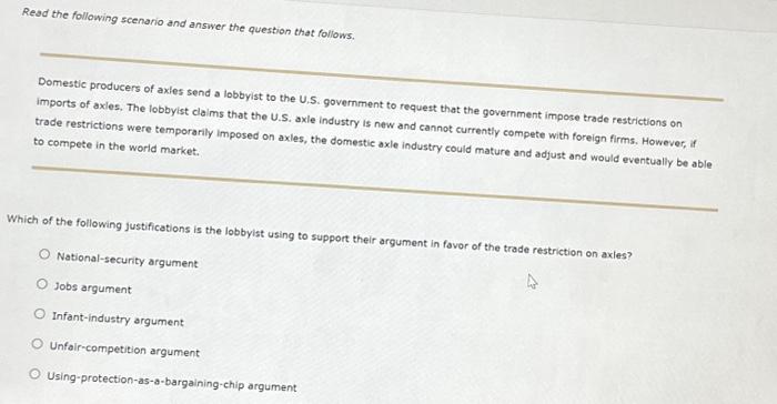 Solved Read the following scenario and answer the question | Chegg.com