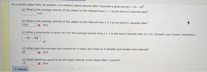 Solved 5 a certain object falls, its position s (in meters) | Chegg.com