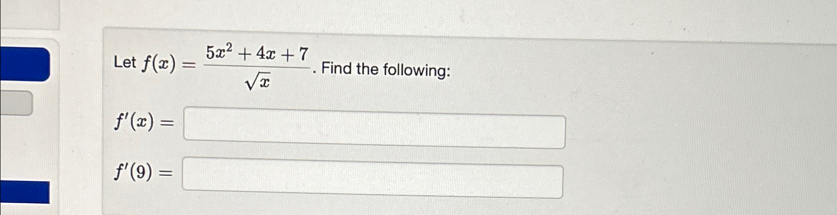 Solved Let F X 5x2 4x 7x2 ﻿find The Following F X F 9