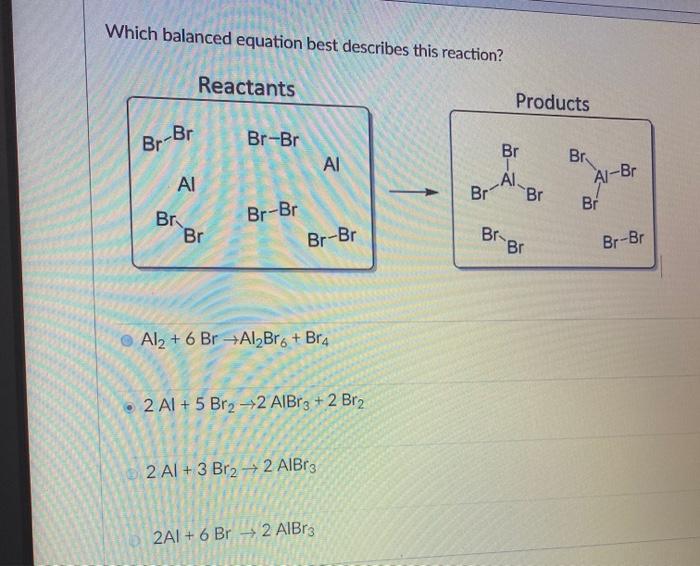 Solved Which balanced equation best describes this reaction? | Chegg.com