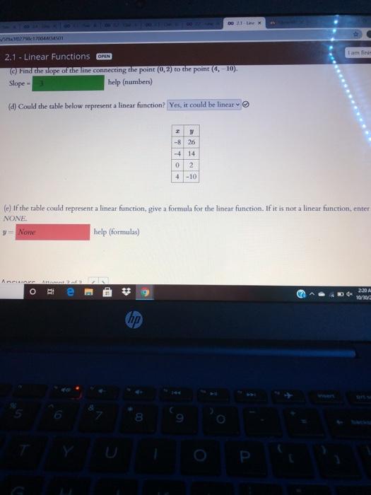 Solved 00 2.1 Line X TO044501 2.1 - Linear Functions OPEN -1 | Chegg.com