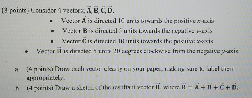 Solved (8 Points) Consider 4 Vectors; Ā, B, C, D. Vector A | Chegg.com