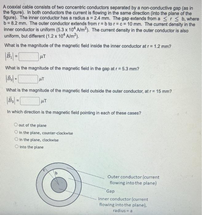Solved A coaxial cable consists of two concentric conductors