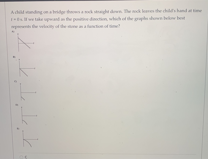 Solved A child standing on a bridge throws a rock straight