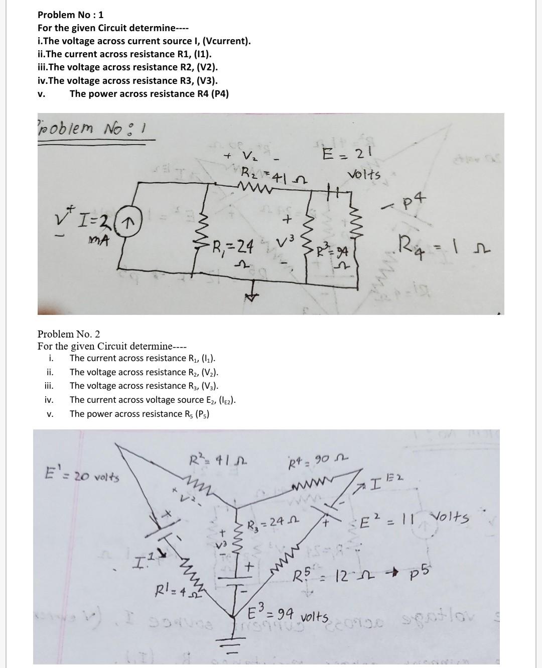 Solved Problem No:1 For The Given Circuit Determine ---- | Chegg.com