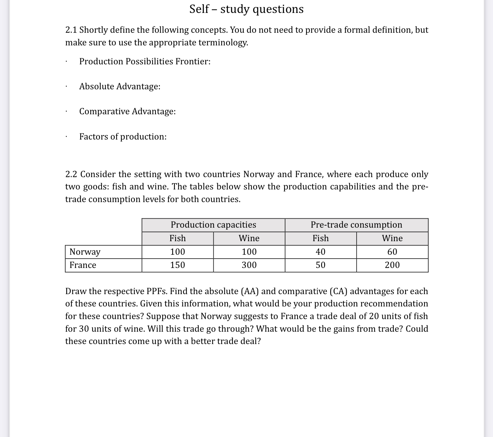 Solved Self - ﻿study Questions2.1 ﻿Shortly Define The | Chegg.com