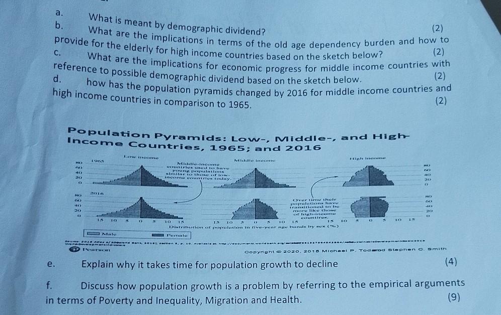 A. What Is Meant By Demographic Dividend? B. What Are | Chegg.com