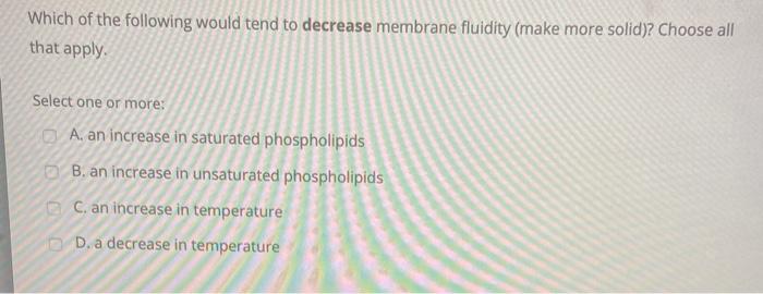 Solved Which of the following would tend to decrease | Chegg.com