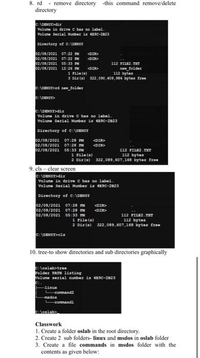 Solved Direction: Perform the following in MS-DOS LIST OF | Chegg.com