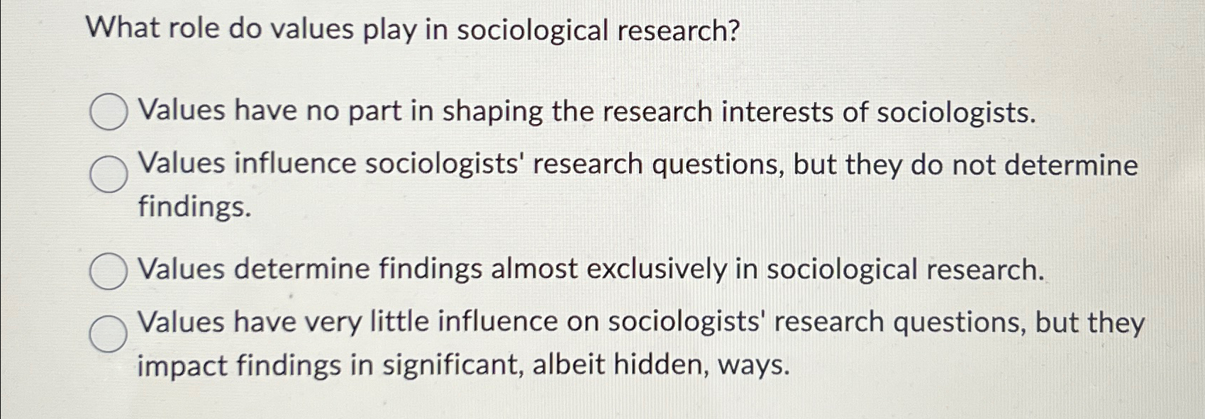 Solved What role do values play in sociological