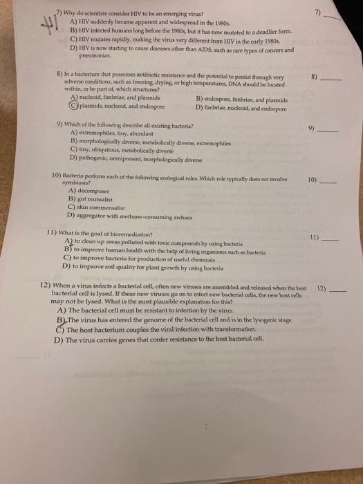 Solved ,7) Why do scientists consider HIV to be an emerging | Chegg.com