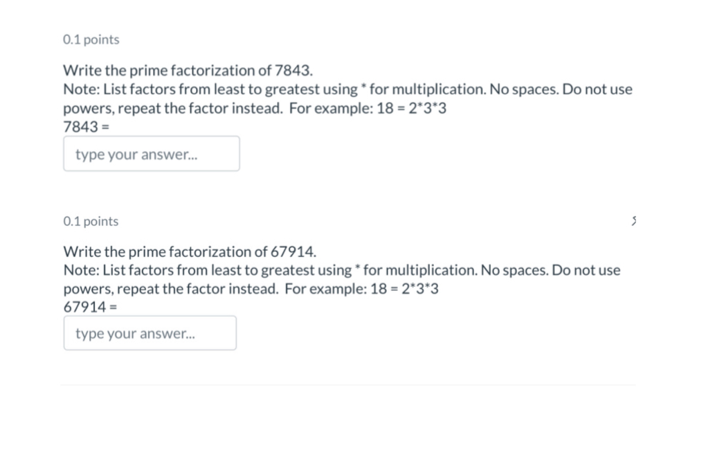 Solved 0.1 ﻿pointsWrite the prime factorization of | Chegg.com