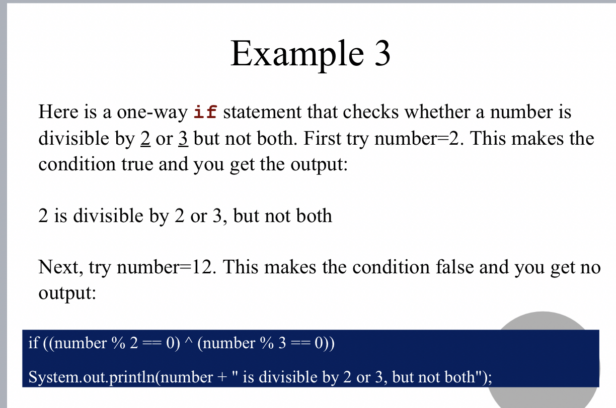Solved Example 3Here is a one-way if statement that checks | Chegg.com
