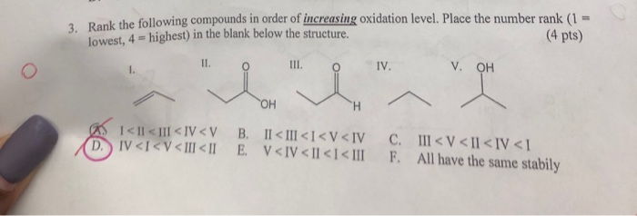 Solved ? Rank the following compounds in order of increasing | Chegg.com